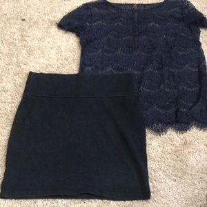 Black mini pencil skirt